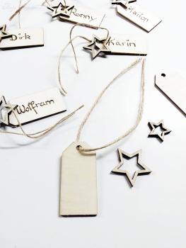 Holzschild mit Juteschnur Auswahl Stern